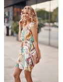 Elegantes Sommerkleid mit Gürtel, Creme und Gelb PR3199 – Online-Shop – Boutique